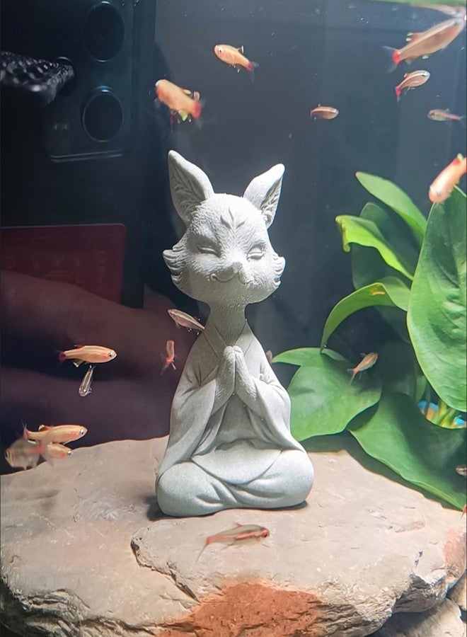 livelyfish Meditating Buddha Fox Statue Aquarium Zen Statue Yoga Animal Figurines Sandstone Sculpture for Fish Tank Garden Tabletop Decor, S1 - Image 4